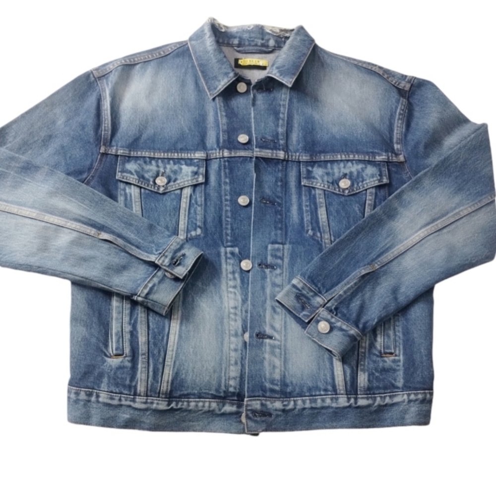 BALENCIAGA Back Logo Blue Denim Thrashed Jacket Mens size L Old Money Luxurycore - Picture 4 of 14